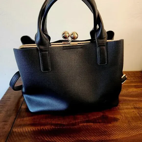 Dune London Black Faux Pebbled Leather Handbag - Picture 3 of 8